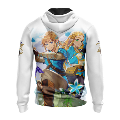 The Legend Of Zelda Hoodie Zelda And Link Graphic T-shirt White Unisex