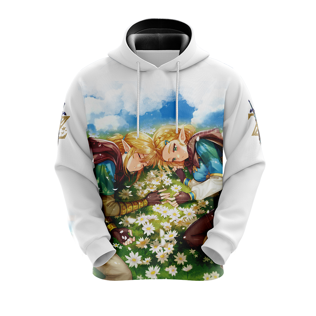 The Legend Of Zelda Hoodie Zelda And Link Graphic T-shirt White Unisex