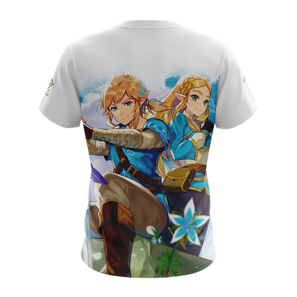 The Legend Of Zelda Hoodie Zelda And Link Graphic T-shirt White Unisex