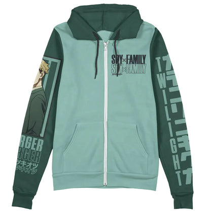 Spyxfamily Zip Hoodie Loid Forgers Twilight Zip Hoodie Green Unisex