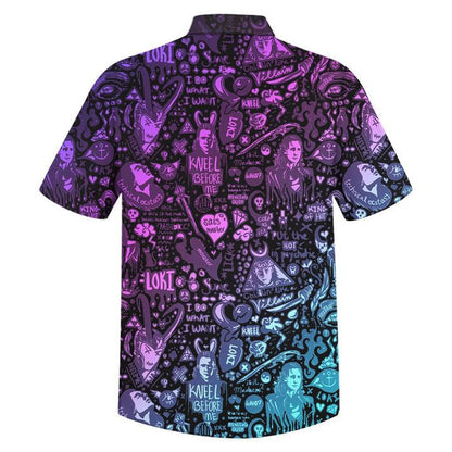 Loki Hawaii Shirt Loki Kneel Before Me Aloha Shirt Blue Purple Unisex