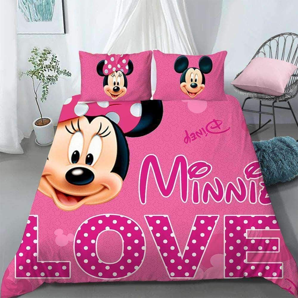 Minnie Bedding Set DN Minnie Love Dots Pattern Duvet Covers Pink Unique Gift