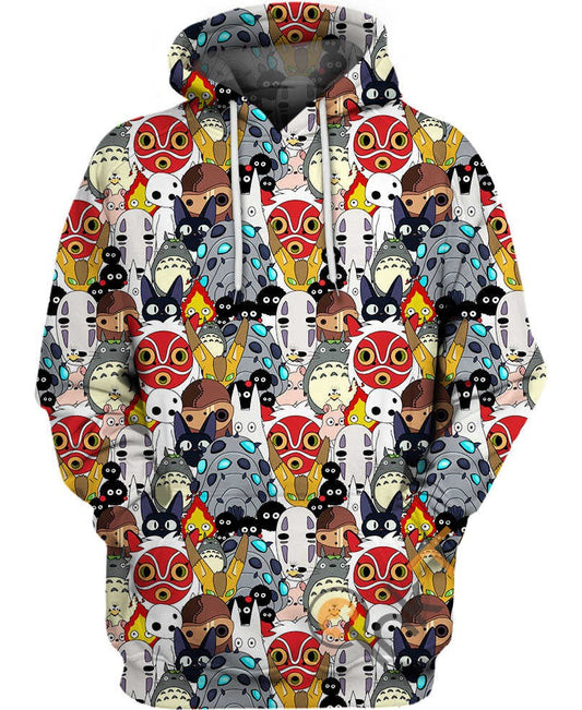 SGhibli Hoodie Lovely Creature Of Ghibli Pattern Hoodie Colorful Unisex