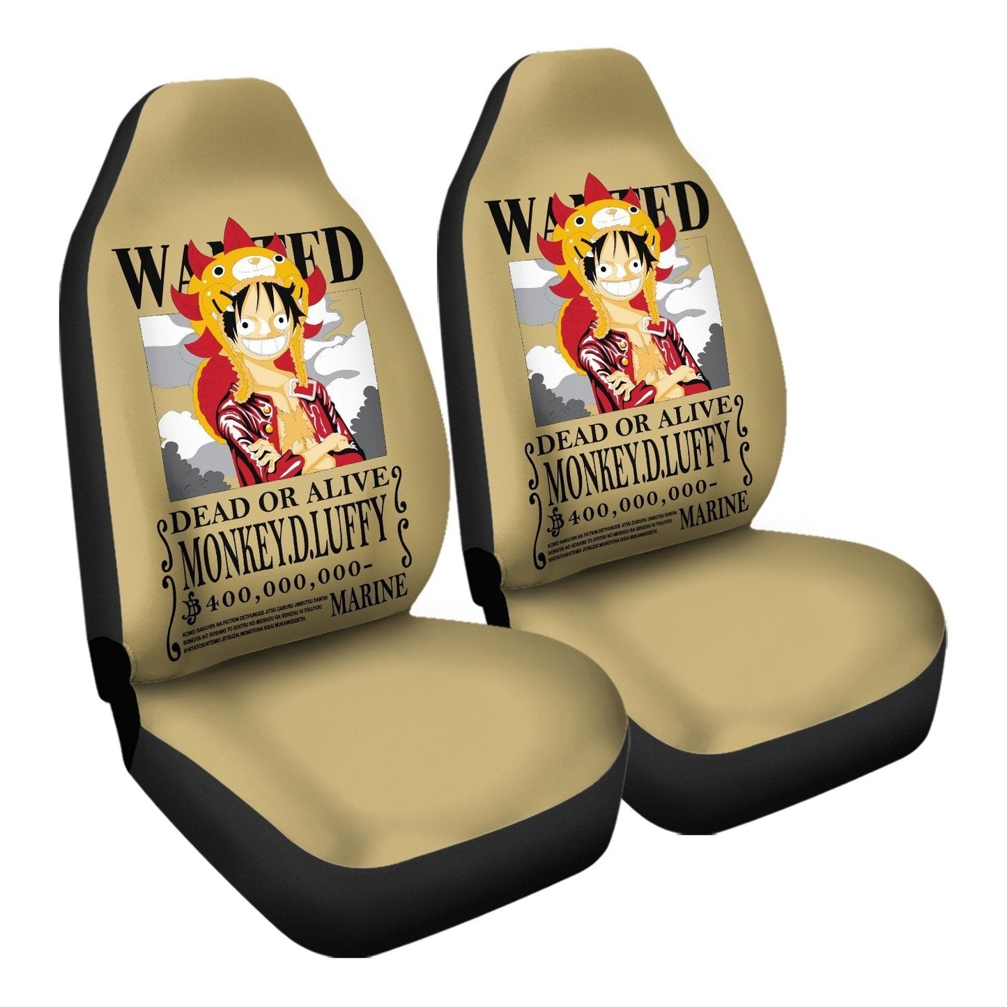 One Piece Car Seat Covers Luffy Wanted Dead Or Alive Seat Covers