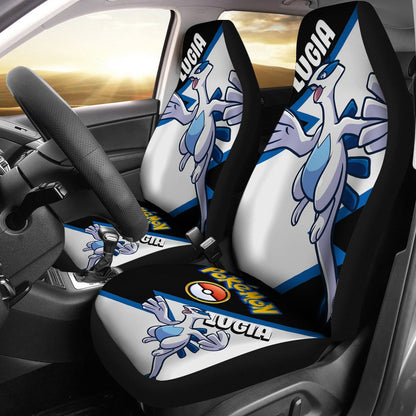 PKM Car Seat Covers PKM Lugia Pokeball Graphic Seat Covers Black White