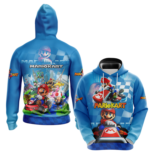 Mario Hoodie Mario Kart All Characters T-shirt Blue Unisex