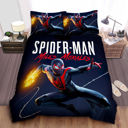 Spiderman Bedding Set MV Spiderman Miles Morales Pose Duvet Covers Black Unique Gift