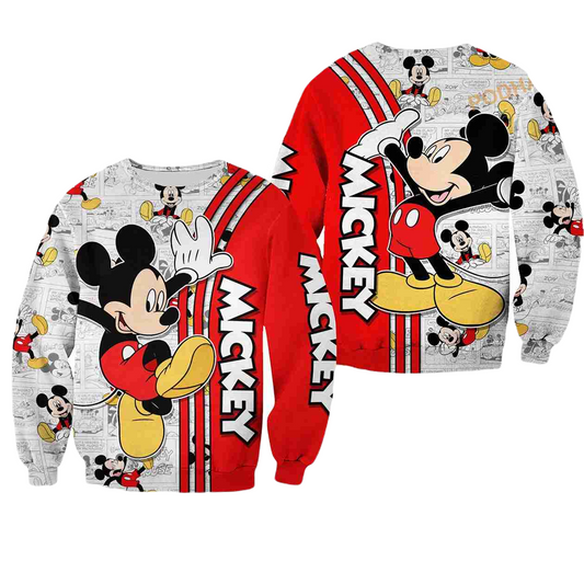 DN MK Sweatshirt MK Red Comic Book Patterns Sweatshirt White Red Unisex