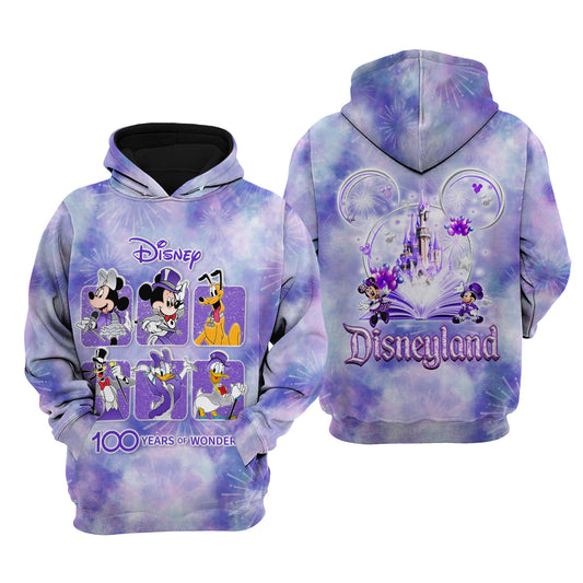 DN Hoodie MK And Friend Disneyland 100 Years Of Wonder Hoodie Purple Unisex Adults New Release