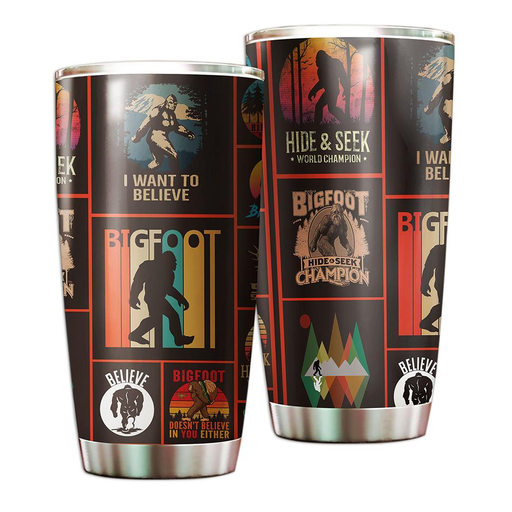 Unifinz Bigfoot Tumbler Cup 20 oz I Want To Believe Black Tumbler 20 oz 2022