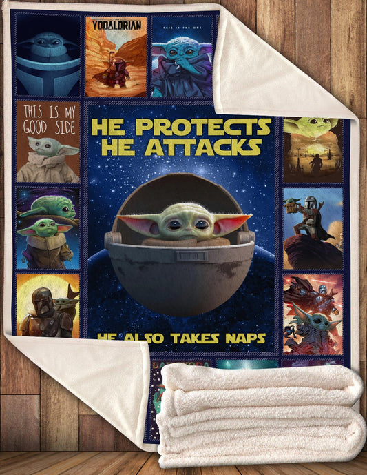 SW He Protects He Attacks He Also Takes Naps Blanket