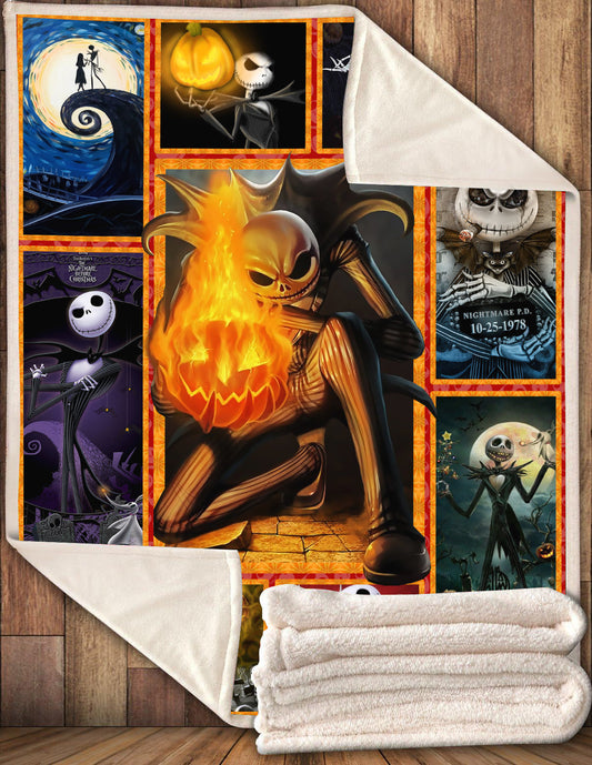 Unifinz TNBC Blanket Pumpkin King Of Halloween 3D Blanket  Cool Awesome DN TNBC Blanket Jack Skellington Blanket 2022