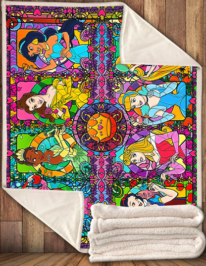 Unifinz DN Blanket Beautiful Princesses Stained Glass Blanket Awesome DN Princess Blanket 2022