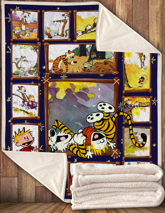 Unifinz Calvin and Hobbes Blanket Calvin and Hobbes Play Together Blanket Amazing Calvin and Hobbes Blanket 2022