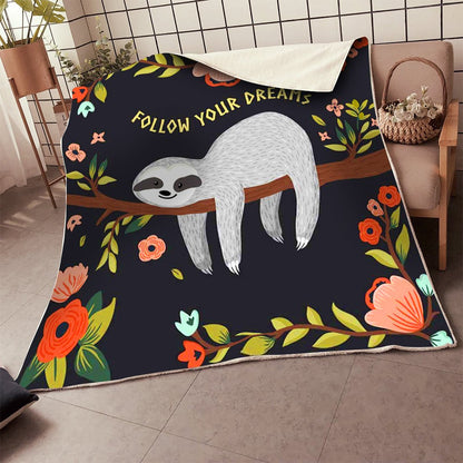 Sloths Follow Your Dreams Blanket