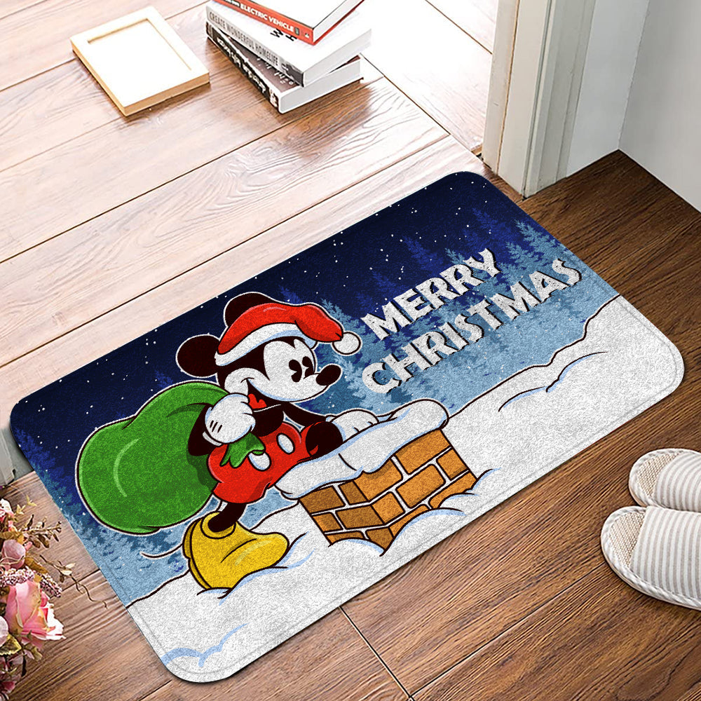 Unifinz DN Doormat Santa MK Mouse Merry Christmas Doormat Amazing DN MK Mouse Doormat Mats 2022