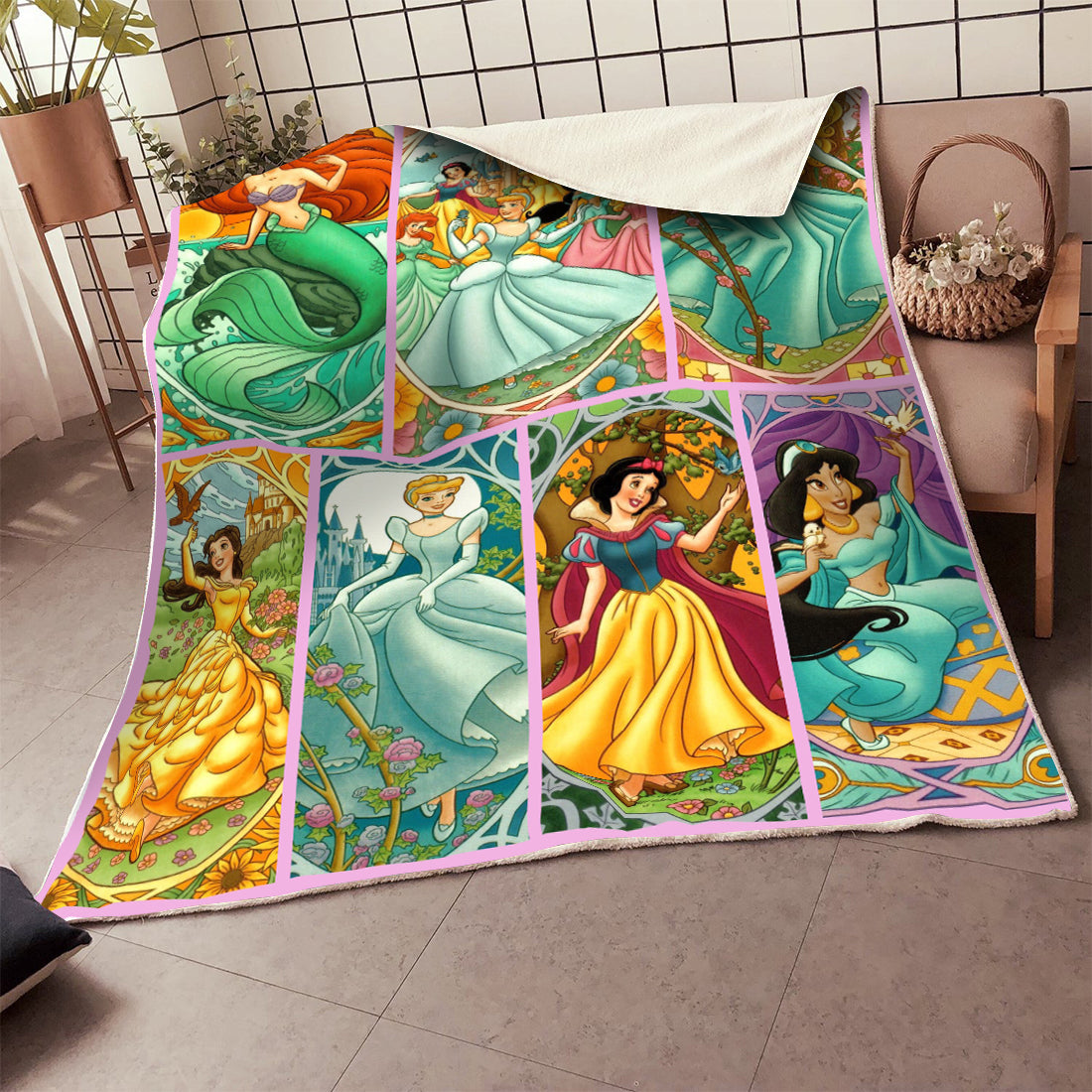 Unifinz DN Blanket 6 Princesses Blanket Amazing Cinderella Jasmine Snow White Ariel Blanket 2023