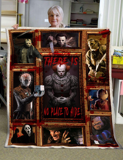 Unifinz Horror Blanket There Is No Place To Hide Horror Movies Halloween Blanket Awesome IT Blanket Chucky Blanket 2022