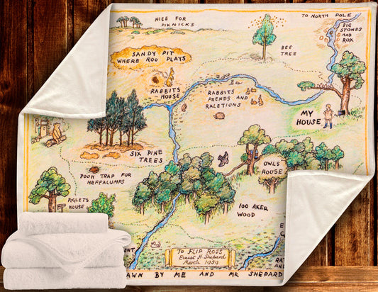 Unifinz DN WTP Blanket Pooh Wood Map Blanket Cute WTP Blanket 2022