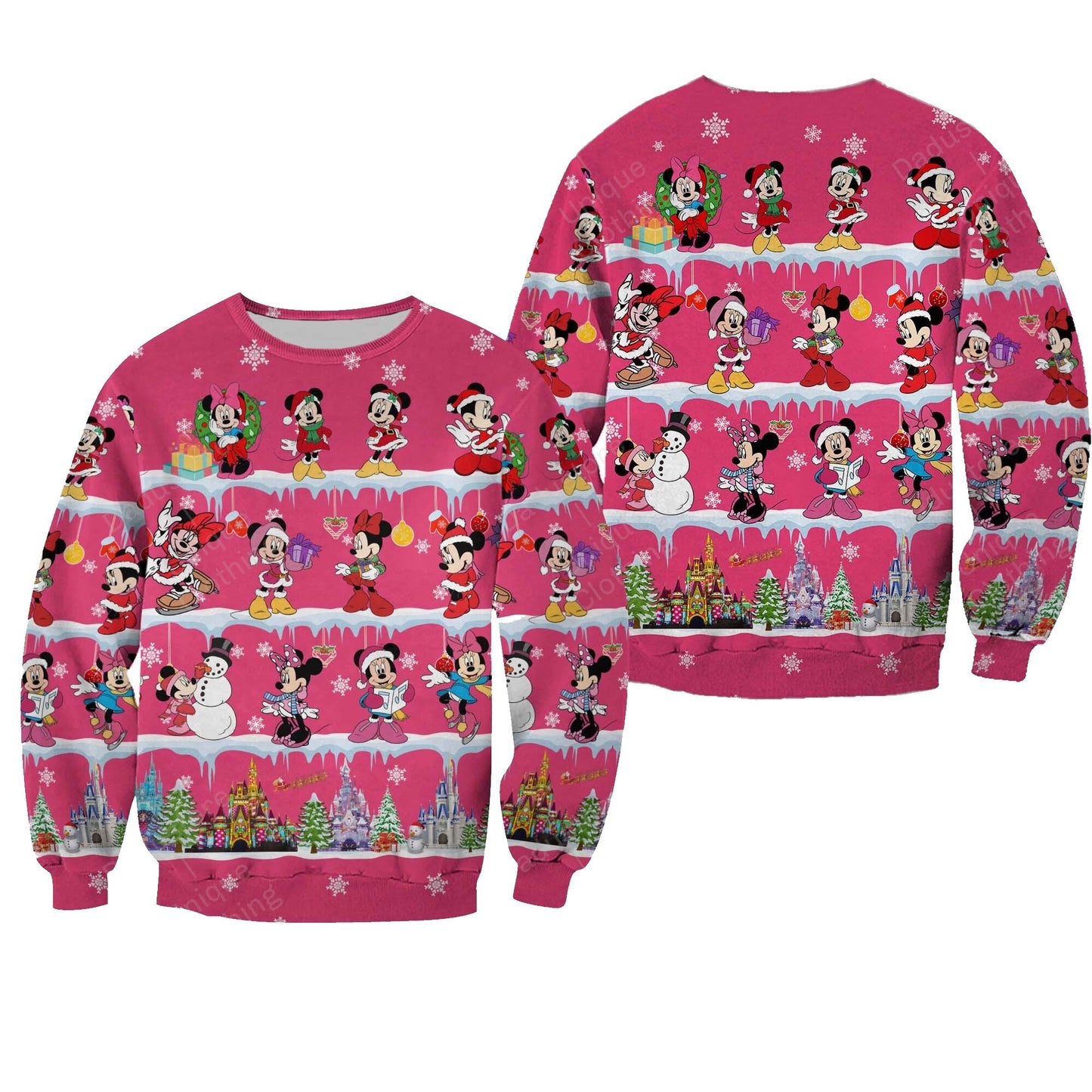 DN Sweatshirt Christmas Celebration Minnie Sweatshirt Pink Unisex Adults New Release