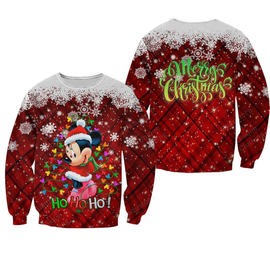 DN Sweatshirt Merry Christmas Hohoho Minnie Sweatshirt Red Unisex Adults New Release