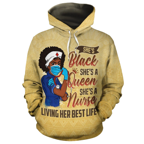 Unifinz Nurse Hoodie She Black She Queen She Nurse Hoodie Amazing High Quality Nurse Apparel 2024