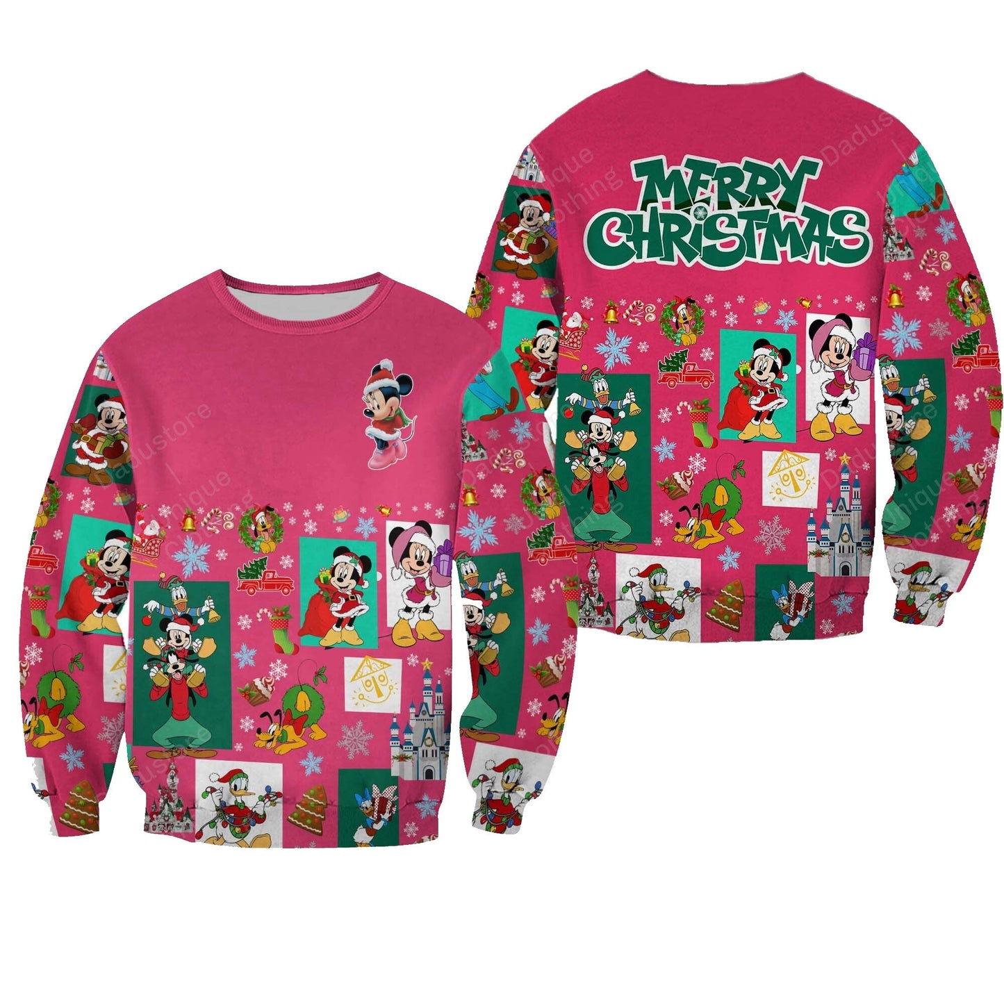 DN Sweatshirt Merry Christmas Minnie Sweatshirt Pink Unisex Adults New Release