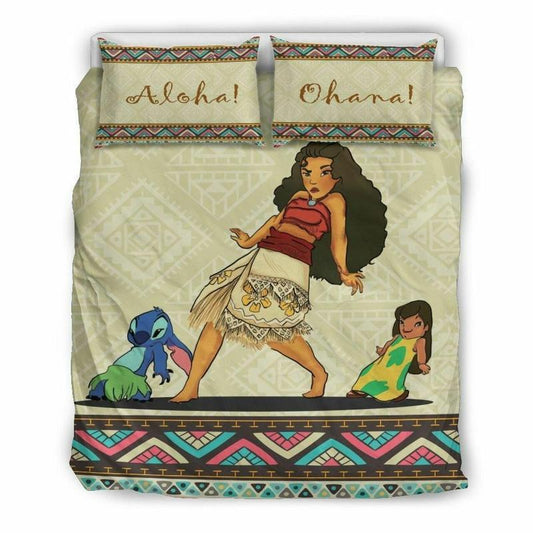 Moana Bedding Set DN Moana Lilo And Stitch Tribal Pattern Duvet Covers Gray Unique Gift