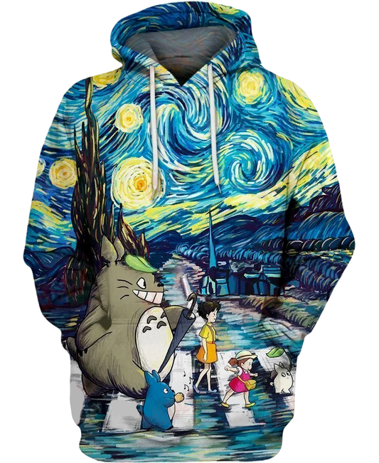 SGhibli Hoodie My Neighbour Totoro The Starry Night Hoodie Colorful Unisex