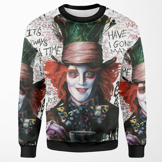 Alice In Wonderland Sweatshirt Mad Hatter Quotes Graphic Sweatshirt Colorful Unisex