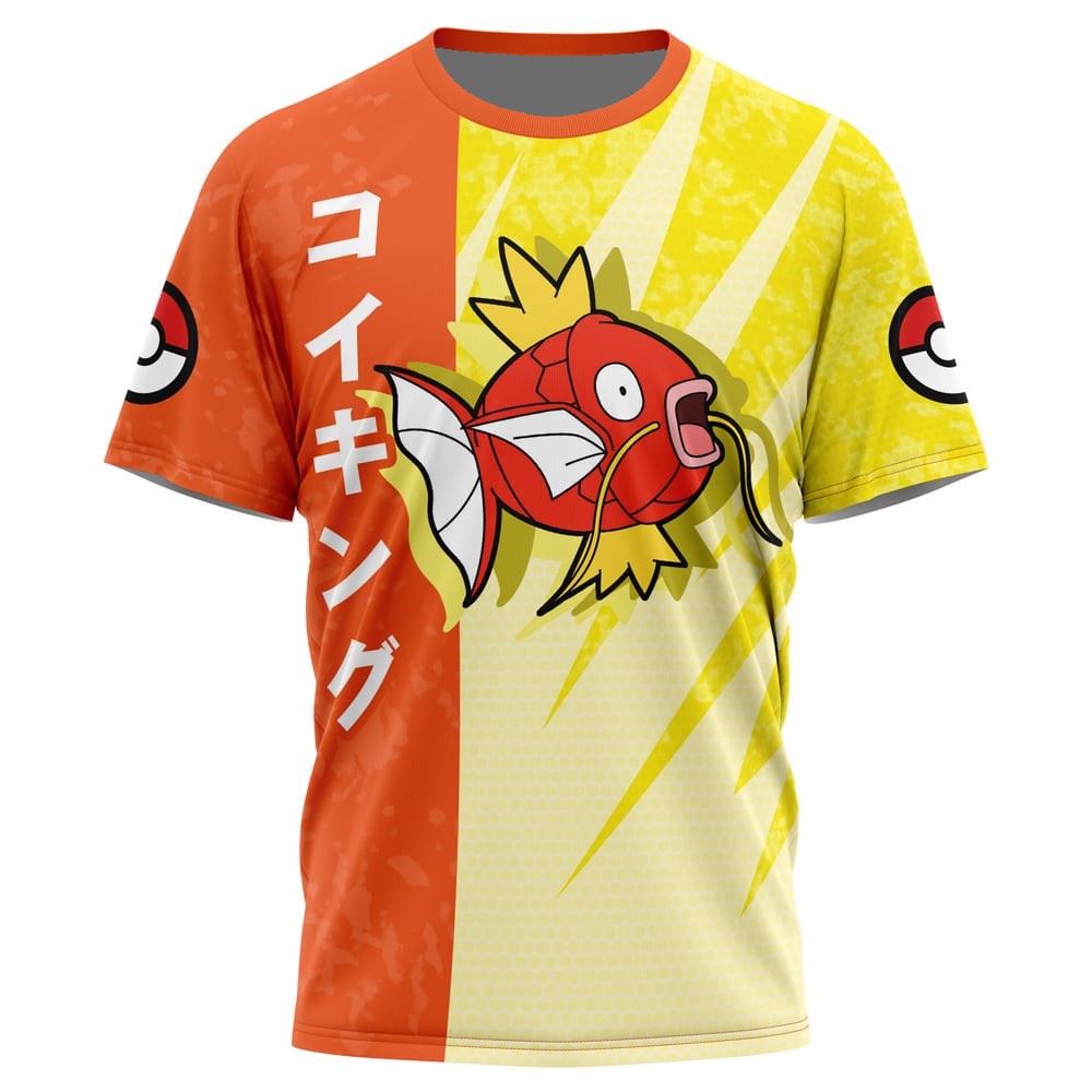 PKM T-shirt PKM Magikarp Attack Pose T-shirt Yellow Orange Unisex