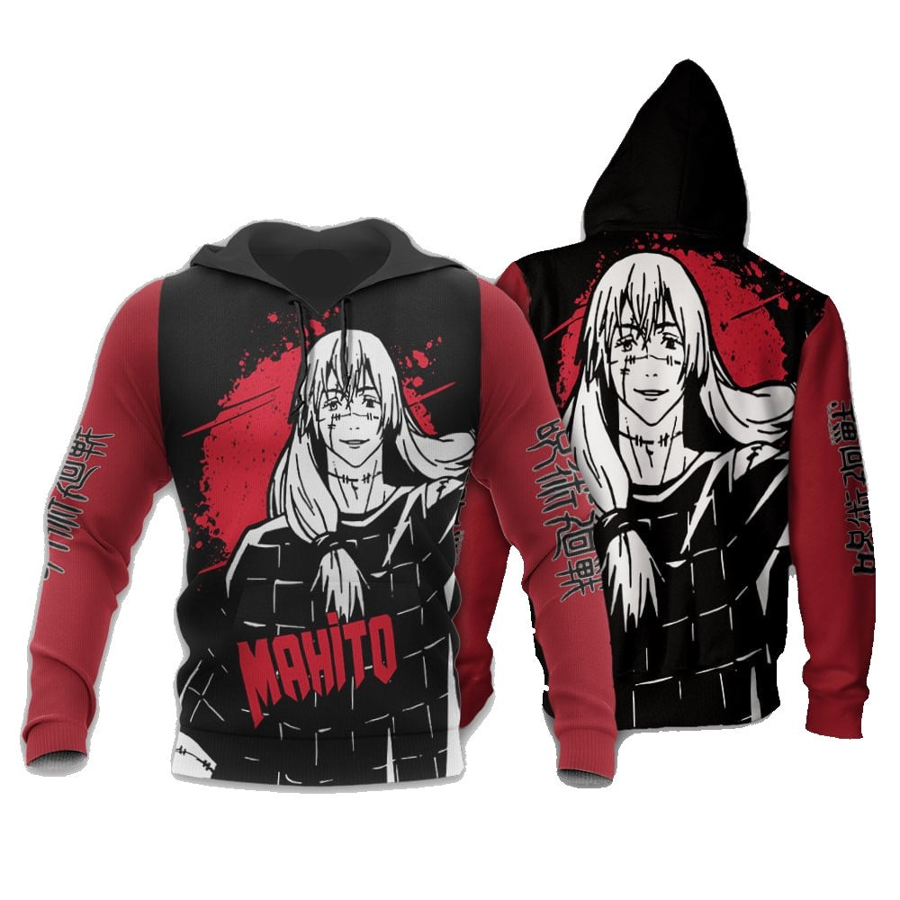 Jujutsu Kaisen Hoodie Jujutsu Kaisen Mahito Villain Graphic Hoodie Black Red Unisex