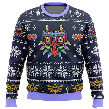 The Legend Of Zelda Sweatshirt Majoras Mask Snowflake Pattern Sweatshirt Black Unisex