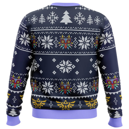 The Legend Of Zelda Sweatshirt Majoras Mask Snowflake Pattern Sweatshirt Black Unisex