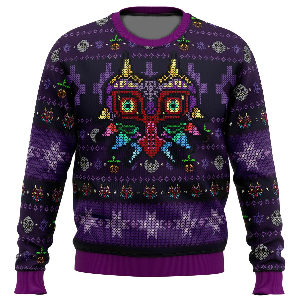 The Legend Of Zelda Sweatshirt Majoras Mask Moon Face Pattern Sweatshirt Purple Unisex