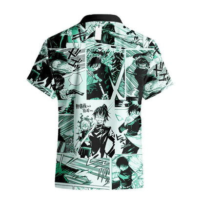 Jujutsu Kaisen Hawaii Shirt Maki Zenin Character Manga Style Pattern Aloha Shirt Green Unisex