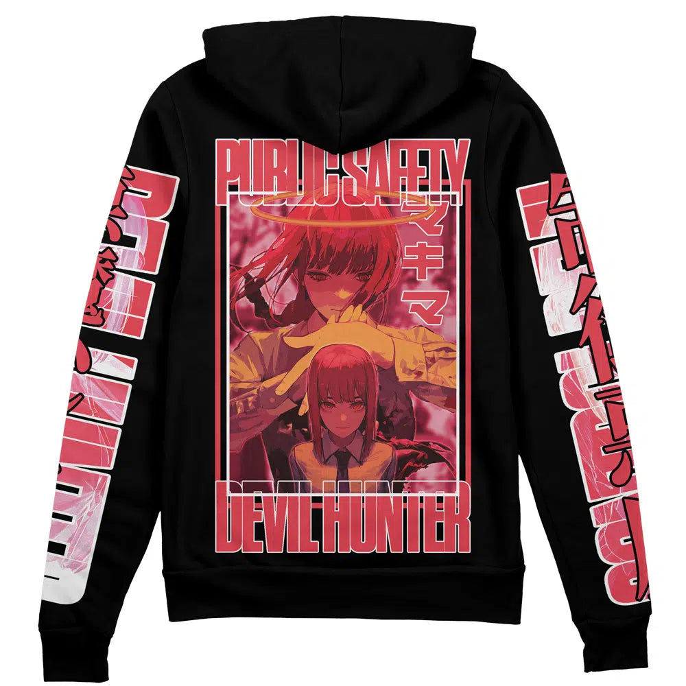 Chainsaw Man Zip Hoodie Makima Public Safety Devil Hunter Zip Hoodie Black Red Unisex