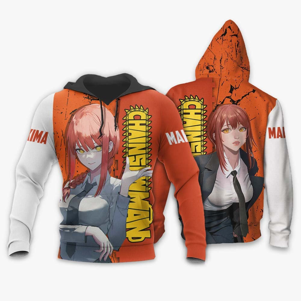 Chainsaw Man Hoodie Chainsaw Man Ms Makima Graphic Hoodie Orange Unisex