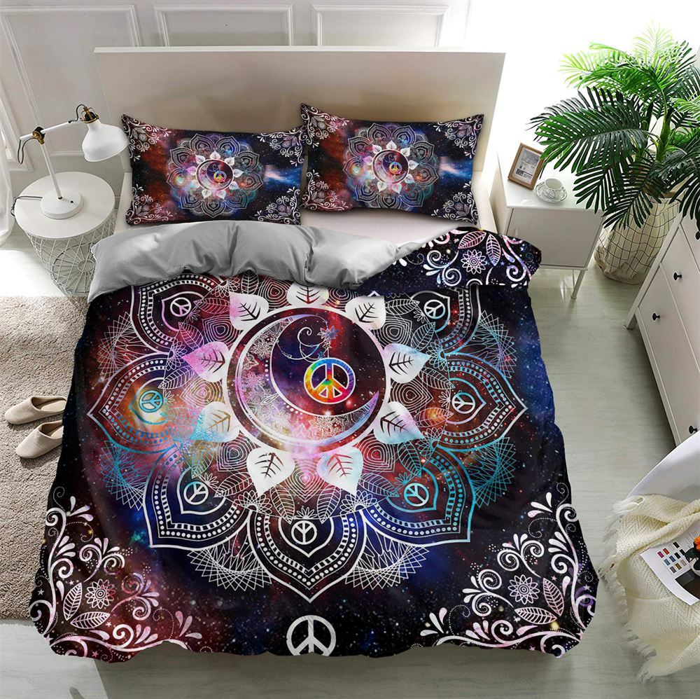 Hippie Bedding Set Mandala Sun And Moon Hippie Duvet Covers Black Unique Gift