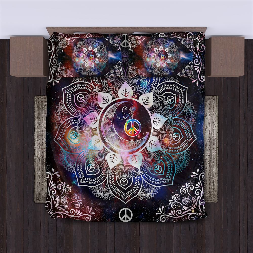 Hippie Bedding Set Mandala Sun And Moon Hippie Duvet Covers Black Unique Gift