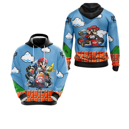 Mario Hoodie All Characters Using Banana Hoodie Blue Unisex