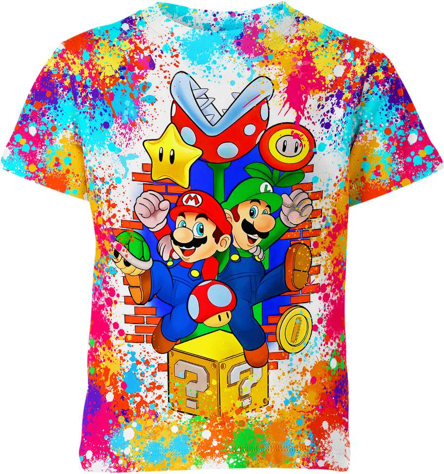 Mario T-shirt Mario Luigi Star Flower T-shirt Colorful Unisex