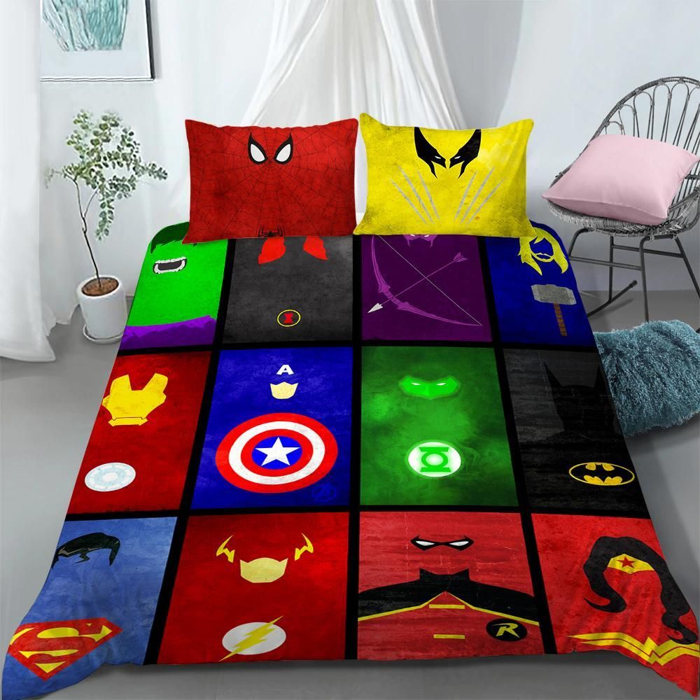 MV Bedding Set MV And DC Heroes Symbols Duvet Covers Colorful Unique Gift