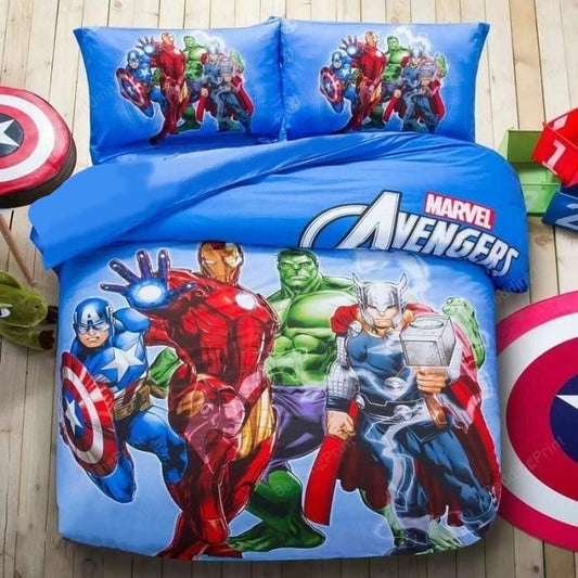 MV Bedding Set Iron Man Thor Hulk Captain America Duvet Covers Blue Unique Gift