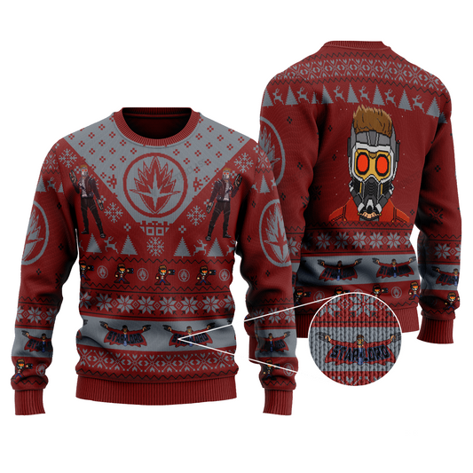 Guardian Of the Galaxy Sweatshirt MV Star Lord Comic Christmas Pattern Sweatshirt Red Unisex