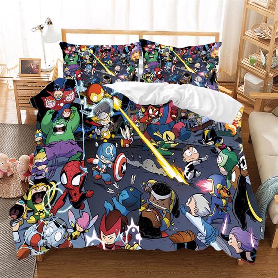 MV Bedding Set Cute Baby Chibi Avengers Superheroes Duvet Covers Colorful Unique Gift