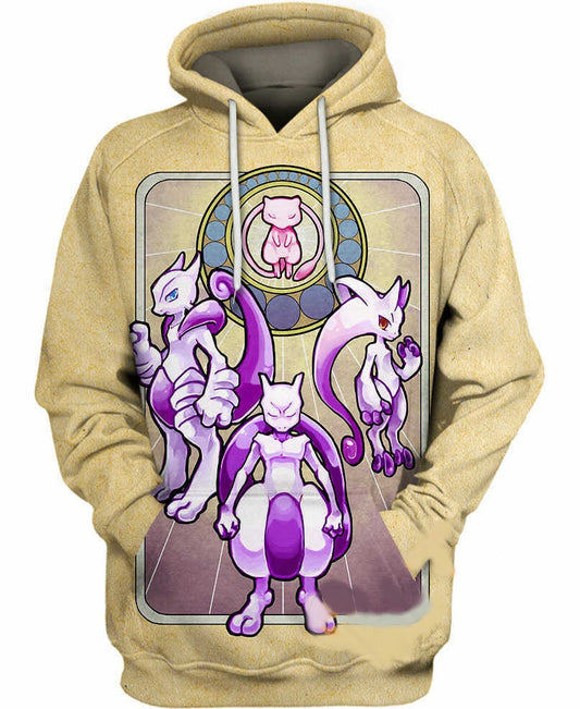 PKM Hoodie Mew Mega Mewtwo Graphic Hoodie Yelow Unisex