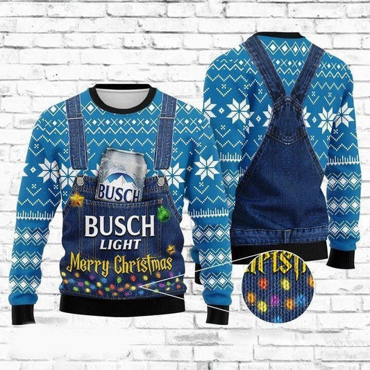 Busch Light Sweatshirt Merry Christmas Busch Light Sweatshirt Blue Unisex Adults