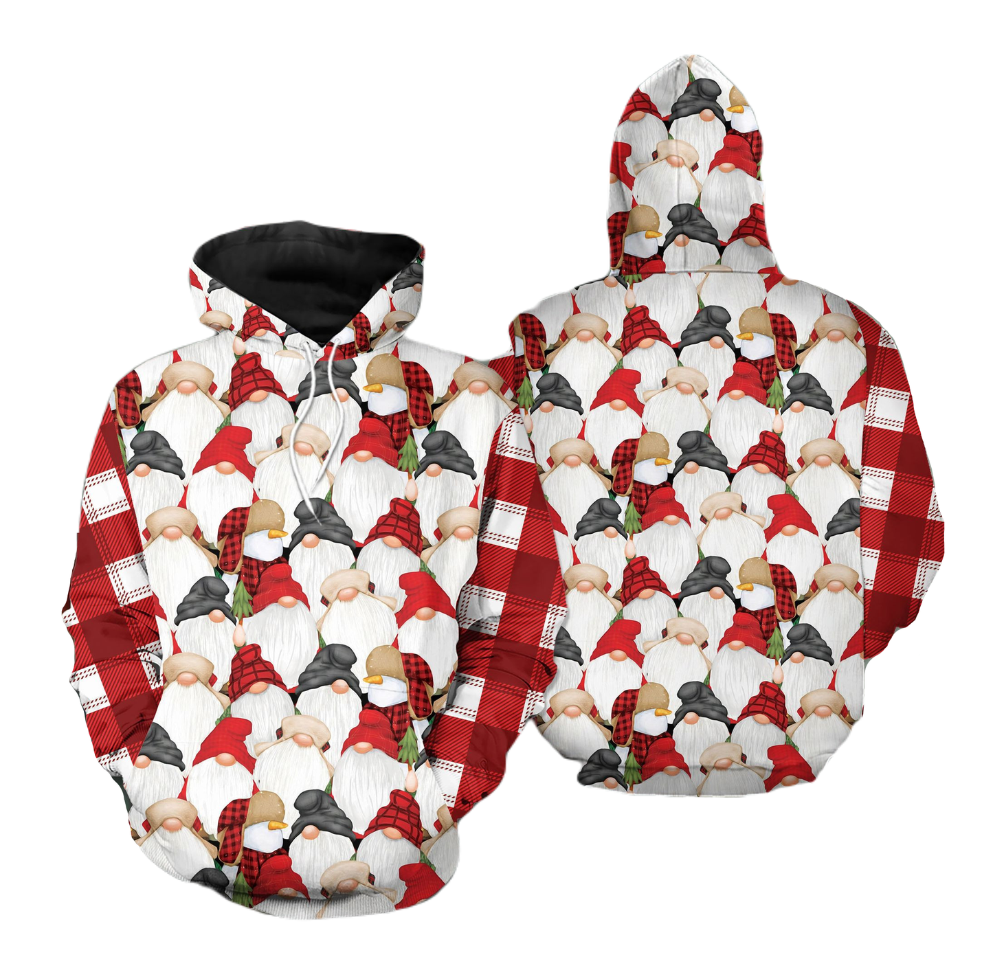 Gnome Hoodie Gnome And Snowman Pattern Hoodie Colorful Unisex