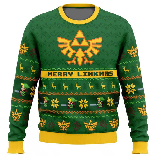 The Legend Of Zelda Sweatshirt Merry Linkmas Royal Crest Pattern Sweatshirt Green Unisex